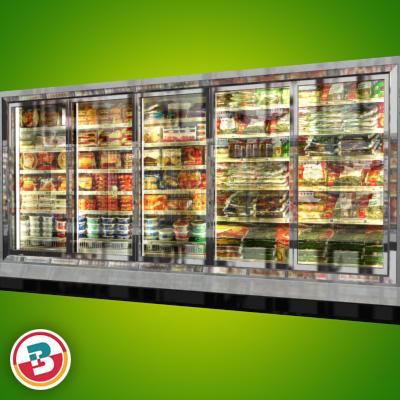 3D Model of Grocery Store Freezer Wall - 3D Render 2